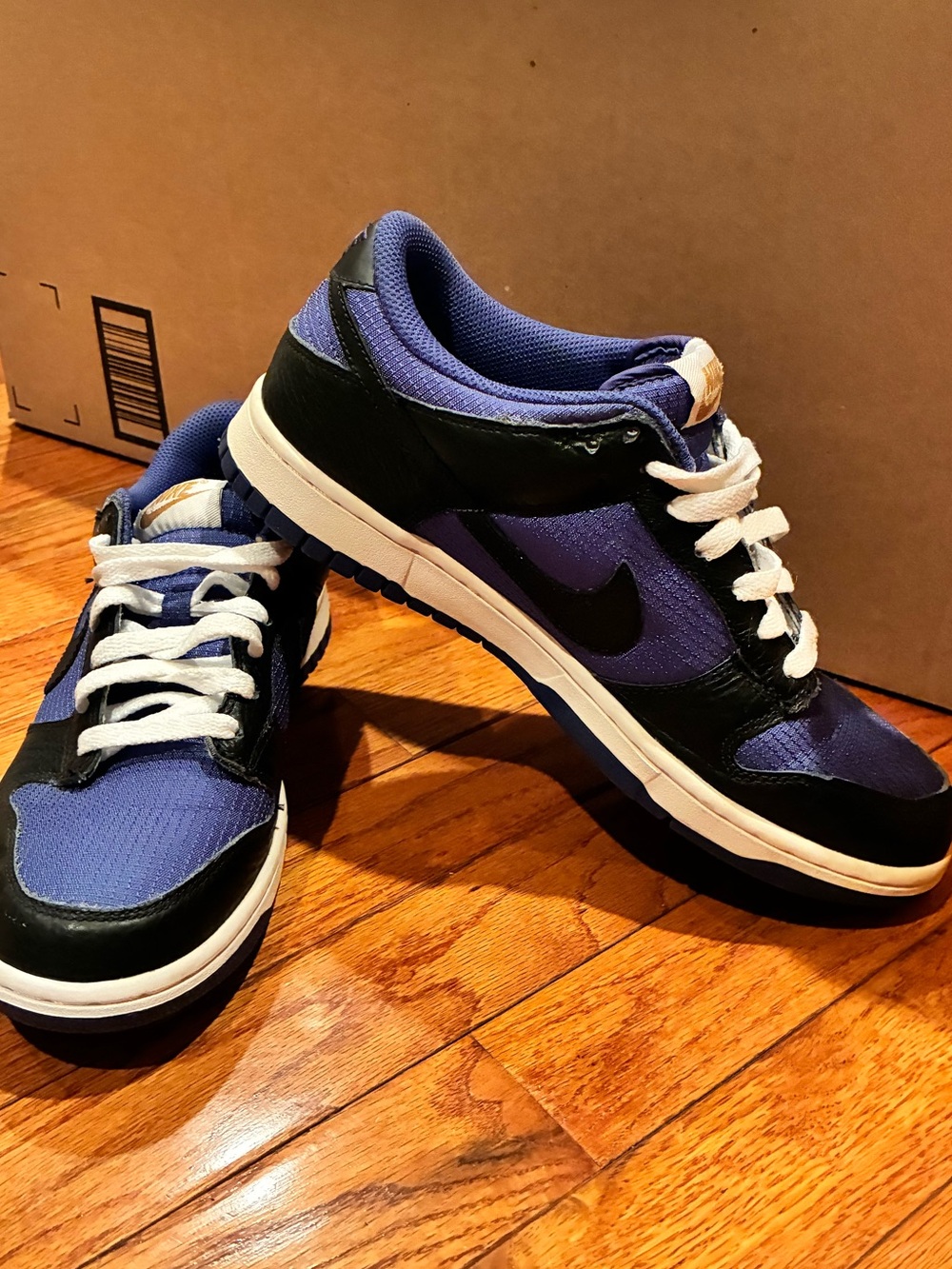 Nike Black and Purple Low-Top Sneakers with White Accents